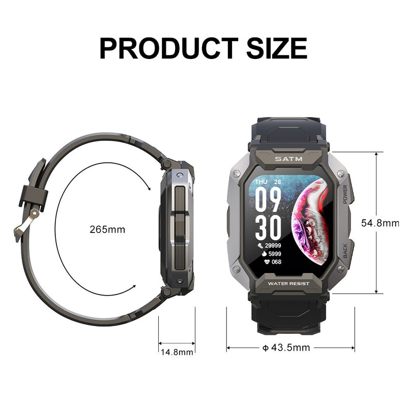 Smartwatch de militar TITAN™ Men - Monitoramento port Fitness IP68 Waterproof Bluetooth SmartWatch compatível com Android e IOS