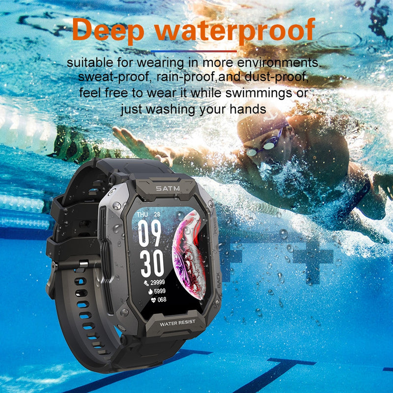 Smartwatch de militar TITAN™ Men - Monitoramento port Fitness IP68 Waterproof Bluetooth SmartWatch compatível com Android e IOS